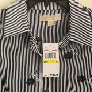 Michael Kors NWT Floral Striped Bell Sleeve Blouse